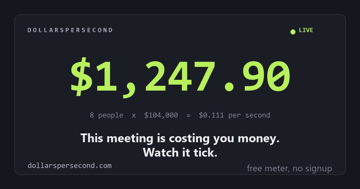 I built a meter that shows what a meeting costs, per second, while you sit in it